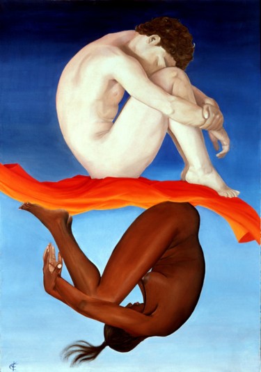Peinture intitulée "le yin et le yang" par David Mazza, Œuvre d'art originale, Huile