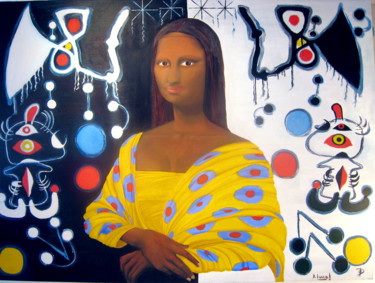 Peinture intitulée "Mona Lisa in black" par David Mazza, Œuvre d'art originale, Huile