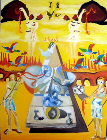 Painting titled "L Ego central" by David Mazza, Original Artwork, Oil