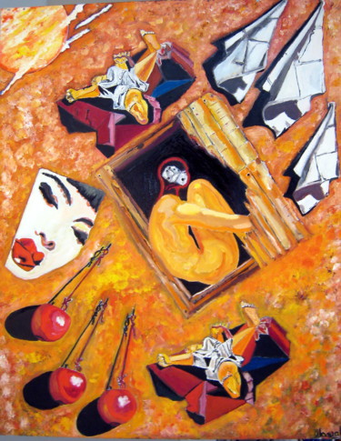 Peinture intitulée "Le baiser gaspillé" par David Mazza, Œuvre d'art originale, Huile