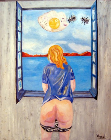 Peinture intitulée "La fenêtre ouverte" par David Mazza, Œuvre d'art originale, Huile