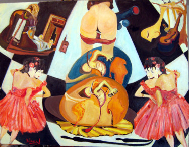 Peinture intitulée "L'oeuf et la poule" par David Mazza, Œuvre d'art originale, Huile