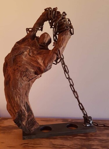 Sculptuur getiteld "20 Décemb" door David Nativel, Origineel Kunstwerk, Hout