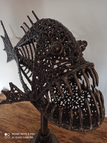 Sculpture titled "Fish u poisson" by David Nativel, Original Artwork, Metals