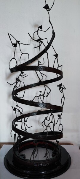 Sculpture titled "Spirale dansante" by David Nativel, Original Artwork, Metals