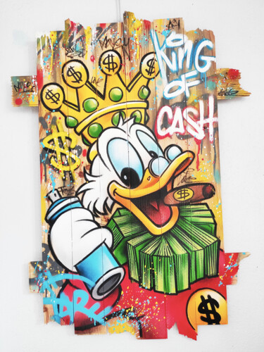 Malarstwo zatytułowany „King Of Cash” autorstwa David Nicolas (Daru), Oryginalna praca, Akryl Zamontowany na Drewniana rama…