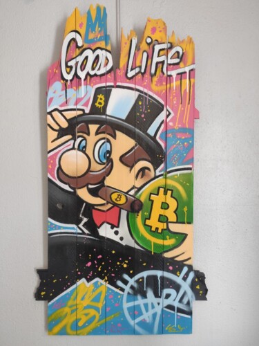 Pintura titulada "Mr Mariopoly & Bitc…" por David Nicolas (Daru), Obra de arte original, Rotulador