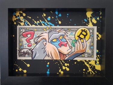 Schilderij getiteld "Rafiki Bitcoin" door David Nicolas (Daru), Origineel Kunstwerk, Acryl