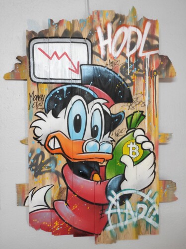 Malerei mit dem Titel "HODL Bitcoin" von David Nicolas (Daru), Original-Kunstwerk, Acryl