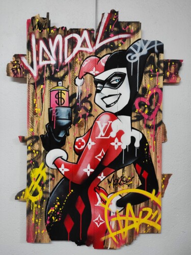 Malerei mit dem Titel "Vandal Harley Quinn" von David Nicolas (Daru), Original-Kunstwerk, Acryl