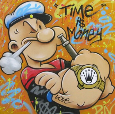 Pittura intitolato "Popeye time is money" da David Nicolas (Daru), Opera d'arte originale, Acrilico