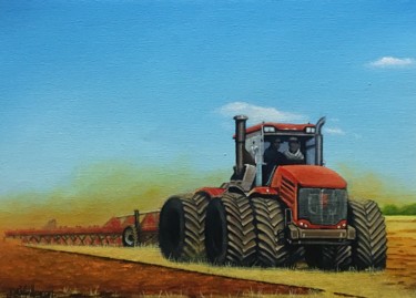 Pittura intitolato "Tractor Work" da David O'Halloran, Opera d'arte originale, Acrilico