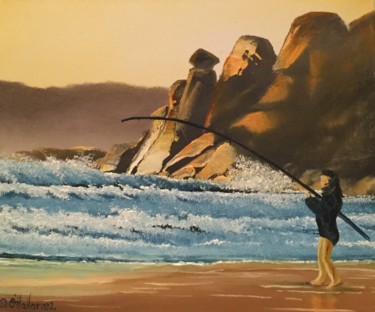 Painting titled "On The Beach" by David O'Halloran, Original Artwork, Oil