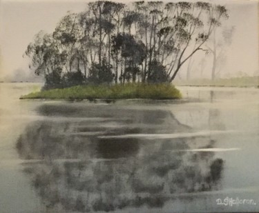 Peinture intitulée "Misty River" par David O'Halloran, Œuvre d'art originale, Huile