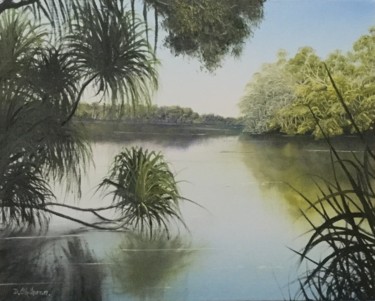 Painting titled "Dreaming Waters, NT" by David O'Halloran, Original Artwork, Oil