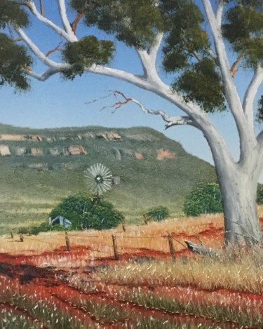 Malerei mit dem Titel "Outback Property" von David O'Halloran, Original-Kunstwerk, Öl