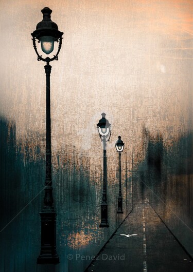 Photography titled "Lampadaire" by David Penez, Original Artwork, Manipulated Photography Mounted on Aluminium