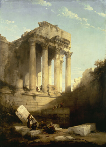 Painting titled "Baalbec - Ruines du…" by David Roberts, Original Artwork, Oil