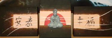 Peinture intitulée "Triptyque Bouddha 2" par David Romain, Œuvre d'art originale, Acrylique