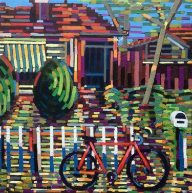 Painting titled "Bike" by David Ross, Original Artwork, Oil