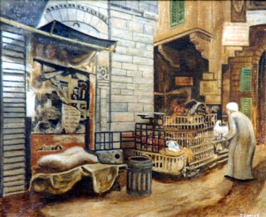 Pintura titulada "THE OLD BAZAAR IN C…" por David Sankey, Obra de arte original, Oleo