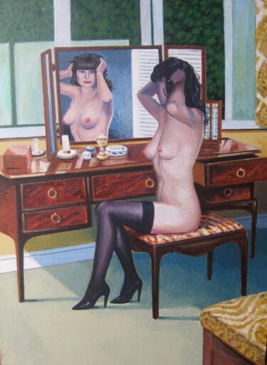 Картина под названием "WOMAN AT HER DRESSI…" - David Sankey, Подлинное произведение искусства, Масло