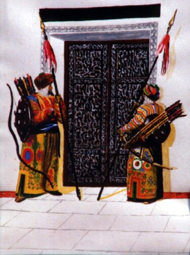 Painting titled "MONGOLS AT THE COUR…" by David Sankey, Original Artwork, Ink