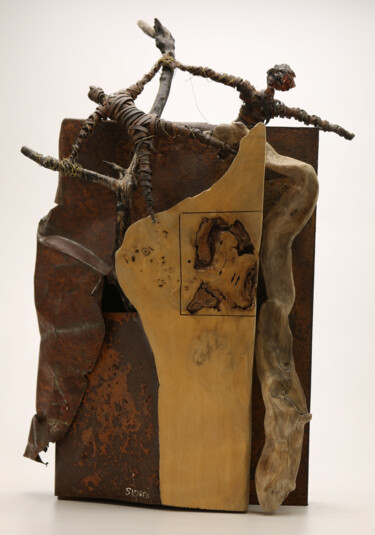 Escultura titulada "les amants" por David Siboni, Obra de arte original, Metales