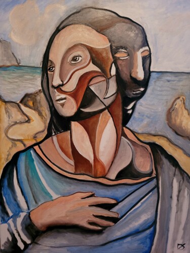 Ζωγραφική με τίτλο "Femme 4" από David Simard, Αυθεντικά έργα τέχνης, Λάδι Τοποθετήθηκε στο Ξύλινο φορείο σκελετό