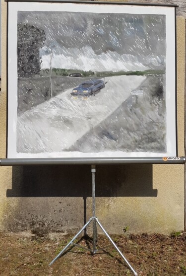 Peinture intitulée "Déroulement automob…" par David Spanu, Œuvre d'art originale, Acrylique