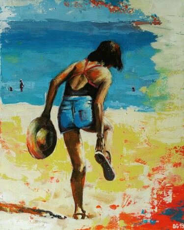 Malerei mit dem Titel "La Sandale" von David Stany Garnier, Original-Kunstwerk, Acryl