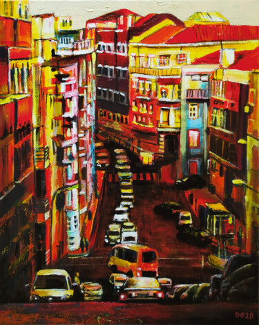 Malerei mit dem Titel "Lisbonne (n°2)" von David Stany Garnier, Original-Kunstwerk, Acryl