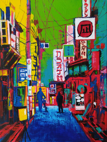 Pittura intitolato "Tokyo Setagaya" da David Stany Garnier, Opera d'arte originale, Acrilico