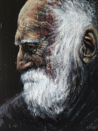 Painting titled "Portrait d'Homme (n…" by David Stany Garnier, Original Artwork, Acrylic Mounted on Wood Stretcher frame