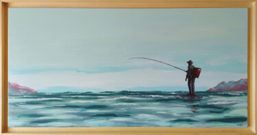 Painting titled "Pêcheur du Cap" by David Stany Garnier, Original Artwork, Acrylic Mounted on Wood Stretcher frame