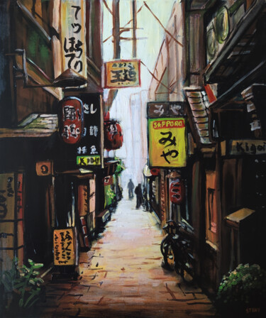 Painting titled "Osaka Namba (n°4 -…" by David Stany Garnier, Original Artwork, Acrylic Mounted on Wood Stretcher frame