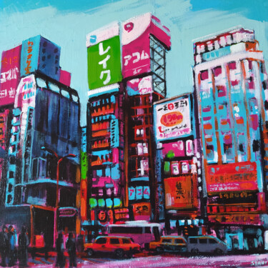 Painting titled "Tokyo Shinjuku Kabu…" by David Stany Garnier, Original Artwork, Acrylic Mounted on Wood Stretcher frame