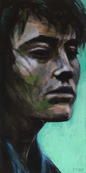 Painting titled "Portrait (n°42)" by David Stany Garnier, Original Artwork, Acrylic Mounted on Wood Stretcher frame