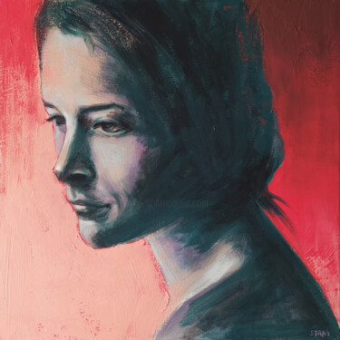 Painting titled "Portrait (n°51)" by David Stany Garnier, Original Artwork, Acrylic Mounted on Wood Stretcher frame