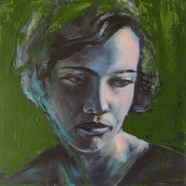Painting titled "Portrait (n°52)" by David Stany Garnier, Original Artwork, Acrylic Mounted on Wood Stretcher frame