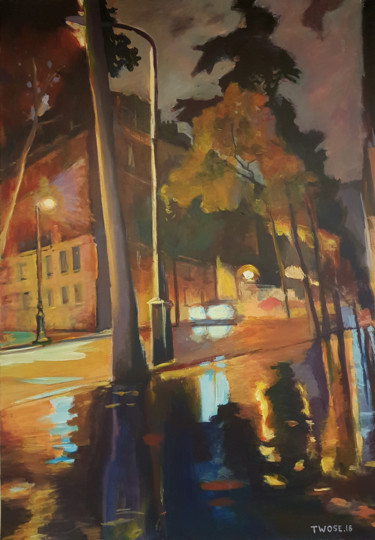 Painting titled "Niel By Night" by David Twose, Original Artwork, Acrylic