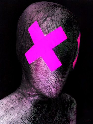 Digitale Kunst getiteld "Cross Eyed Pink Lady" door David Underland, Origineel Kunstwerk, Foto Montage