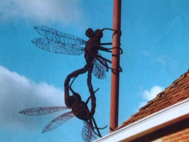 Sculptuur getiteld "parende libellen, m…" door David Vanorbeek, Origineel Kunstwerk, Metalen