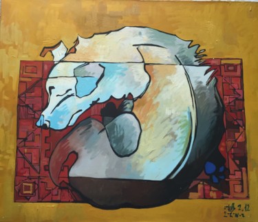 Peinture intitulée "Спящая собака" par Melik Kazaryan, Œuvre d'art originale, Huile