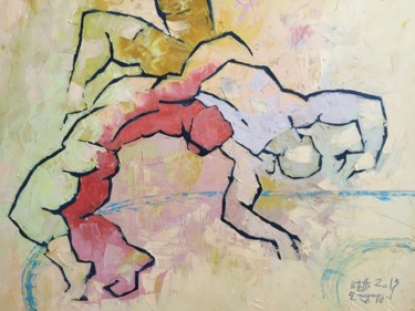Schilderij getiteld "Борьба" door Melik Kazaryan, Origineel Kunstwerk, Olie