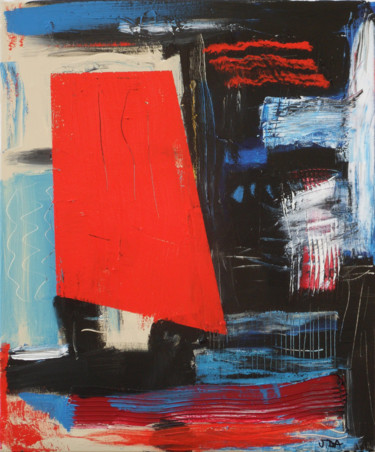 Картина под названием "red flag-" - David Abse, Подлинное произведение искусства, Масло