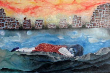 Peinture intitulée "nikki sleeping" par David Teszler, Œuvre d'art originale