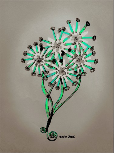 Bouquet of flowers Рисунок под названием "Bouquet of flowers" - David Beck, Подлинное произведение искусства, Чернила