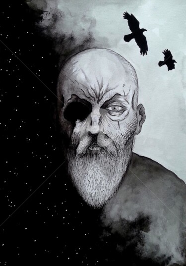 Drawing titled "Odinn" by David Brocourt, Original Artwork
