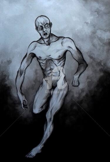Dessin intitulée "The Running Man" par David Brocourt, Œuvre d'art originale